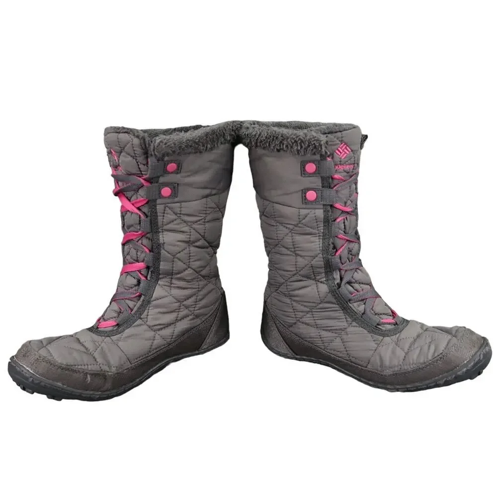 Columbia Shoes Youth 5 Boots Winter Snow Minx Waterproof Lace Up Insulated Grey